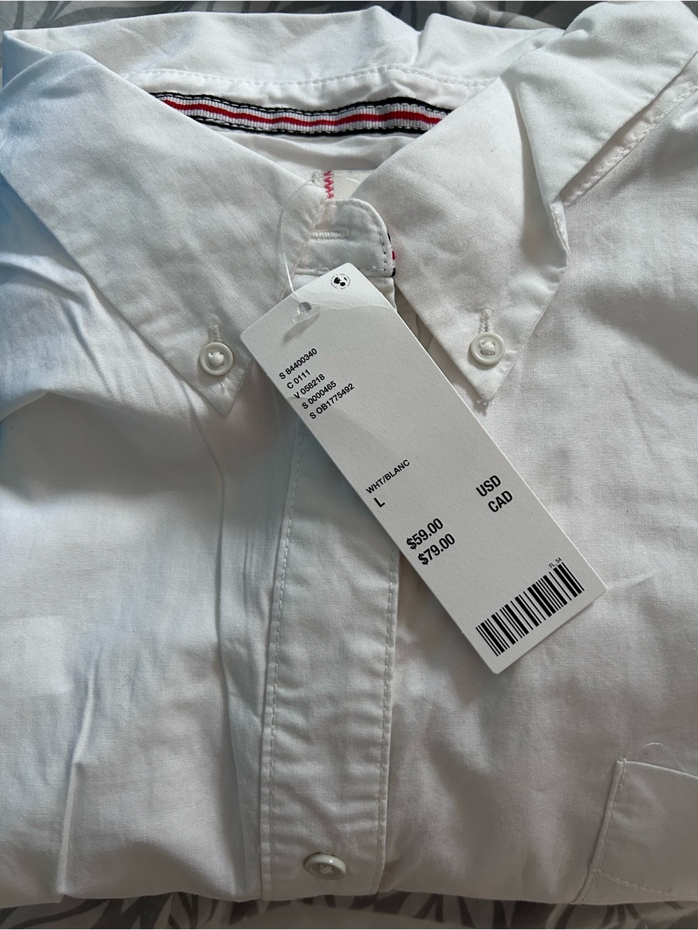 BDG White Button-Down Shirt with Subtle Stripe Trim